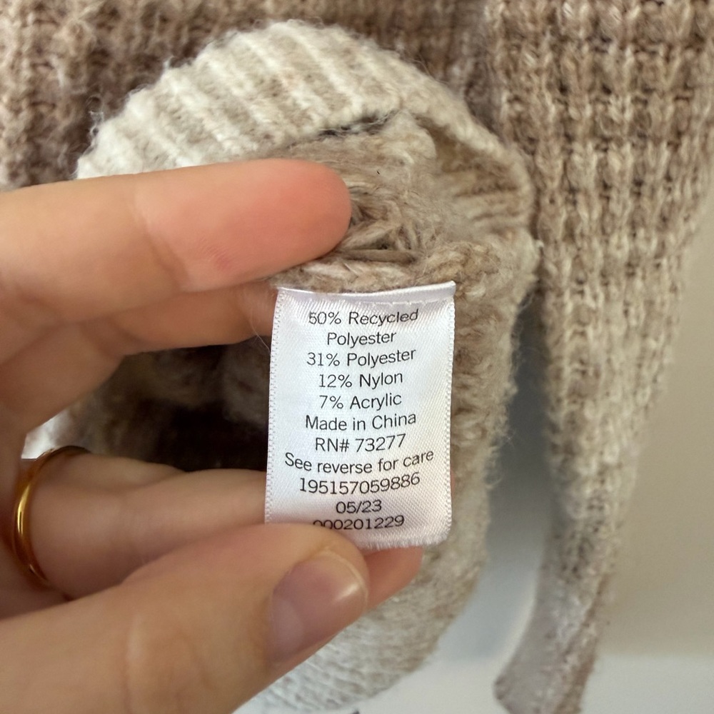 Sonoma Goods For Life Chunky Knit Cardigan Brown and Cream Size S - Picture 5 of 10